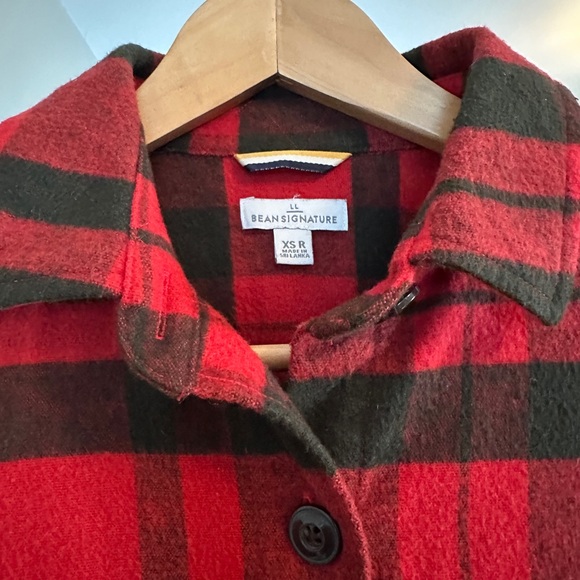 LL Bean Red and Black Plaid Utility Jacket / Shacket - Picture 2 of 4